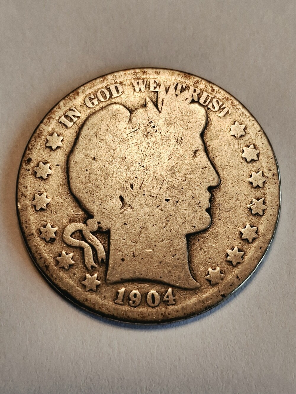1904 Philadelphia Minted Barber Half Dollar 90% Silver